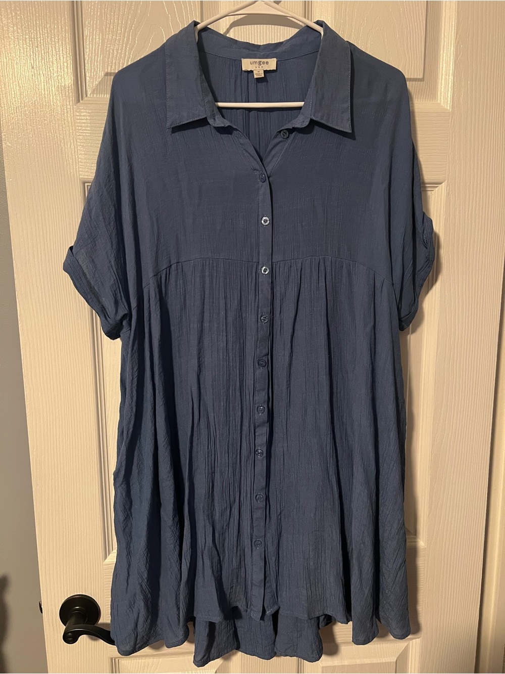 Umgee Slate Blue Button-Down Babydoll Tunic/Dress